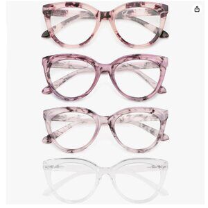 REAVEE 4 Pack Oversized Cat Eye Blue Light Reading Glasses Thick Square Frame